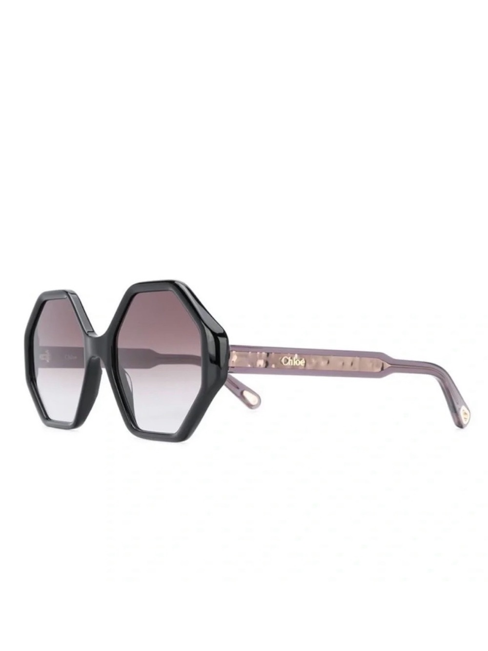 Brand New Chloe Women’s Oversized Geometric Hexagon Sunglasses, Black/Gray, 55mm